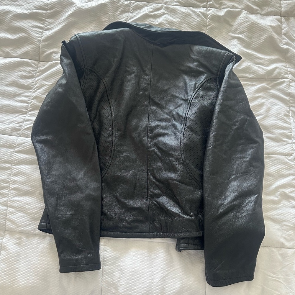 Black Harley Davidson Leather Jacket with Yellow Lining genuine leather - Picture 3 of 3